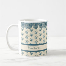 Rose Toile de bleu et dentelle Mug