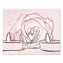 Rose, two tea light candles, done in black n pink photograph
