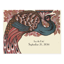 Rose Vintage Peacock Save the Date Post Cards