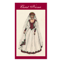 Rose Wedding Dress  Placecard Business Card Templates
