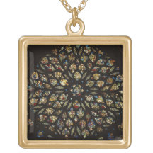 Rose window above the west door, with scenes depic custom necklace