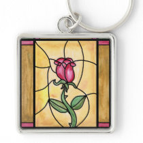 Rose Window Square Keychain