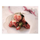 rose with linens postcard