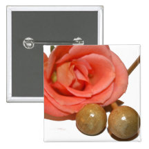 Rose with wooden percussion bell mallets pinback buttons