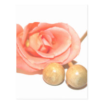 Rose with wooden percussion bell mallets faded cut post cards