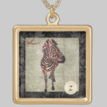 Rose Zebra Monogram  Necklace necklaces