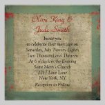Rose Zebra Turqoise & White Vintage Wedding Invita invitations