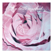 Rosebud Florals Girls Baby Shower Invites