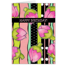 Rosebud Joy colour pattern Birthday Card
