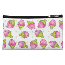 Rosebud Joy dots pattern Sueded Med Cosmetic Bag
