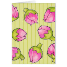 Rosebud Joy green pattern Note Card
