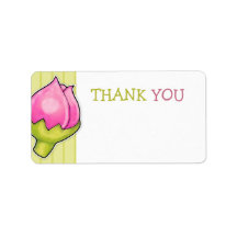 Rosebud Joy green Thank You Sticker Labels