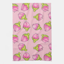 Rosebud Joy pink pattern Kitchen Towel