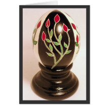 Rosebud Pysanka Egg Note Card - Blank Inside