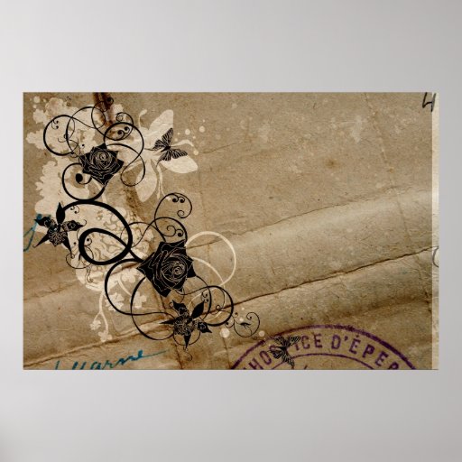 Roses and butterflies Poster