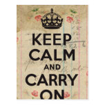 Roses and Groceries Keep Calm and Carry On Postcard