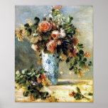 Roses and Jasmine in a Delft Vase by Renoir Print