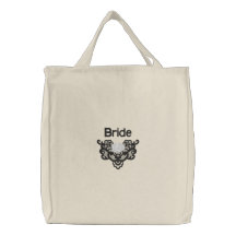 Roses and Lace -  Bride Tote Embroidered Bags