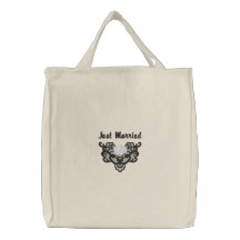 Roses and Lace -  Just Married Tote Canvas Bags