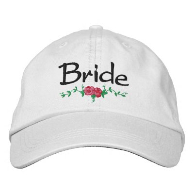 Roses and Vines Embroidered Bridal Wedding Cap Baseball Cap
