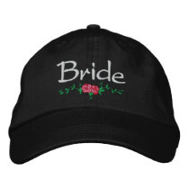 Roses and Vines Embroidered Bridal Wedding Cap Baseball Cap