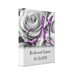 Roses blancs de date de mariage de monogramme toile tendue