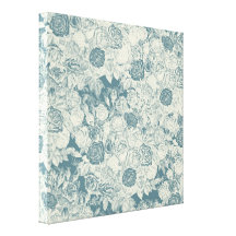 Roses blancs et bleus romantiques impression sur toile