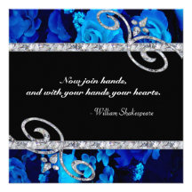 Roses bleus brillants et épouser de remous de diam invitations