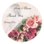 Roses Bouquet Wedding Thank You Round Sticker