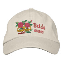 Roses d'anneau de mariage - jeune mariée chapeaux brodés