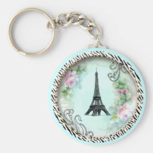 Roses de Tour Eiffel et copie roses de zèbre Porte-clés