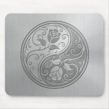 Roses de Yin Yang d'acier inoxydable Tapis De Souris