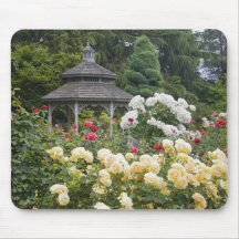 Roses in bloom and Gazebo Rose Garden at the Mousepad