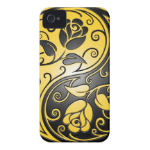 Roses, jaune et noir de Yin Yang Coque Case-Mate iPhone 4