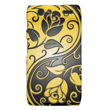 Roses, jaune et noir de Yin Yang Coques Droid RAZR