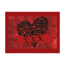 Roses & Leopard Heart, Valentine's Day Postcard