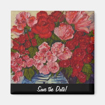 Roses & Peonies Save the Date Fridge Magnet
