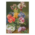 Roses, Poppy and Pelargonia Greeting Card