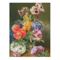Roses, Poppy and Pelargonia postcards