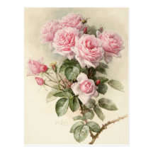 Roses romantiques victoriens vintages carte postale