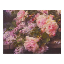 Roses roses victoriens vintages et carte postale d