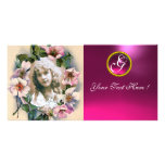 ROSES SAUVAGES AVEC LE MONOGRAMME FUCHSIA ROSE DE  CARTES AVEC PHOTO