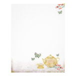 Roses teapot flowers butterflies tea cup letterhea customized letterhead