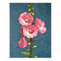 ROSES TRÉMIÈRE ROSES AU PASTEL D'HUILE CARTES POSTALES