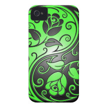 Roses, vert et noir de Yin Yang Coque iPhone 4