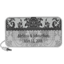 roses white black damask wedding keepsake iPhone speaker