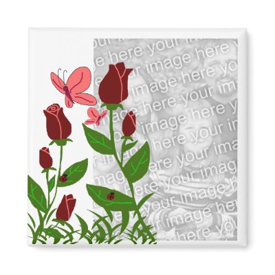 Roses with butterflies template magnet by marcya7