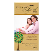 Rosh Hashanah Golden Apple Tree 2 Custom Photo Card