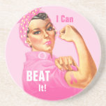 Rosie Riveter Custom Cancer Beverage Coaster