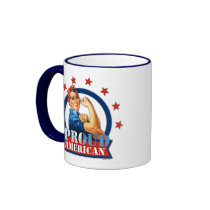 Rosie Riveter Proud American Ringer Mug